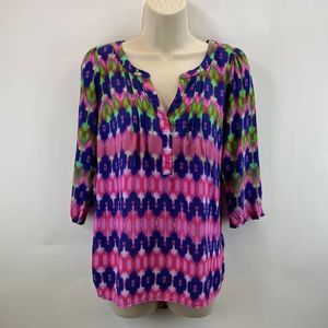 Plenty Tracy Reese Anthropologie Pink Tie Dye Button Up Blouse